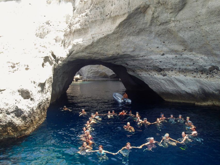 Adamas: Milos & Polyaigos Full-Day Sailboat Tour with Lunch - Kleftiko caves: the main swimming showdown