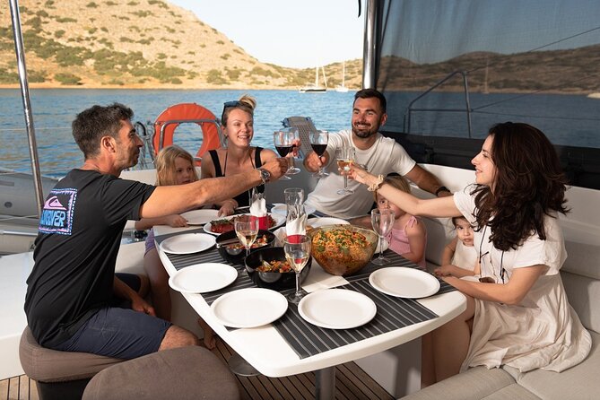 Ag.Nikolaos: Catamaran Trip with Sushi, Drinks, & Water Toys - Spinalonga from the sea: why a short stop still matters