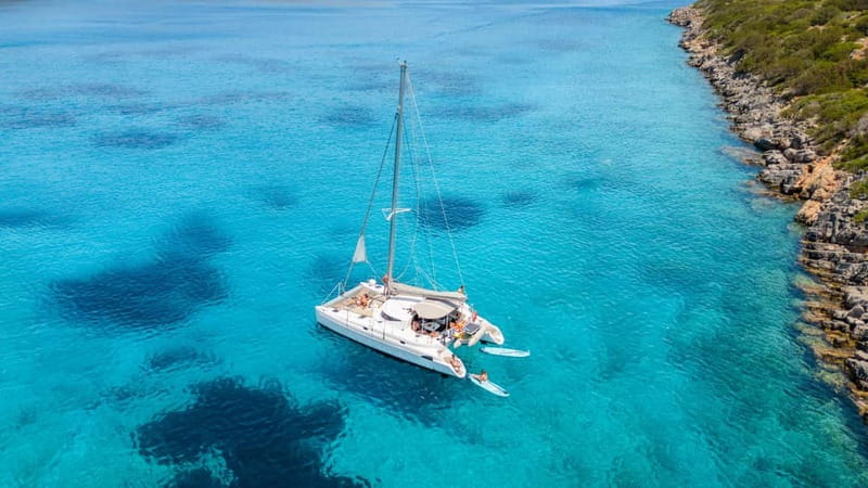 Agios Nikolaos: Spinalonga and Kolokytha Catamaran with Meal - Schistra Bay Anchor Time: Meal, Drinks, and Another Round of Water