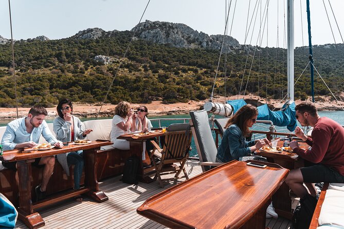 All Day Cruise -3 Islands to Agistri,Moni, Aegina with lunch and drinks included - Stop 2, Moni or Metopi: the swim-and-snorkel anchor moment