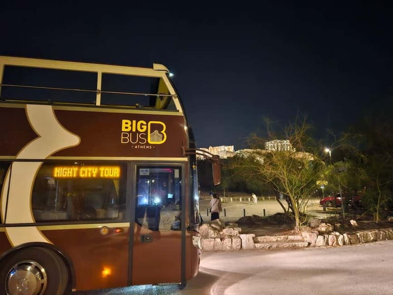 Athens: Big Bus Live-Guided Night Tour by Open-Top Bus - The route through Syntagma and the National Library area