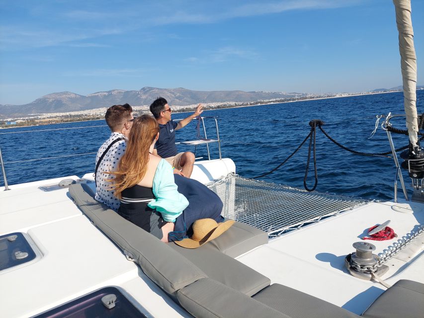 Athens: Catamaran Cruise with Fresh Lunch and Wine - The lunch moment on board: Greek comfort food done right