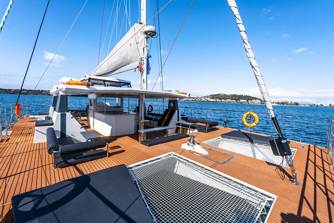 Comfort Max Catamaran Caldera Cruise with BBQ and Drinks - The swim segment: Red Beach area, White and Red beaches, and Mesa Pigadia