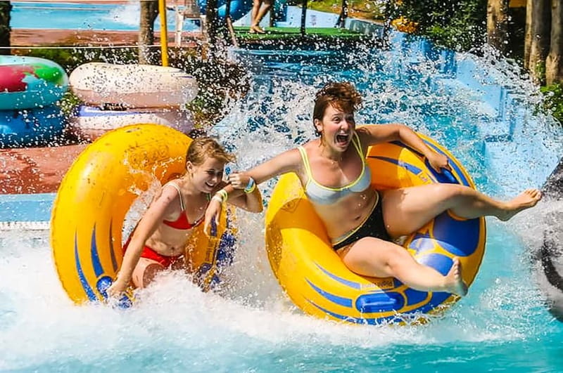 Crete: AcquaPlus WaterPark Entrance Ticket optional Transfer - The calmer side: lazy river, hydromassage pool, and the main pool reset