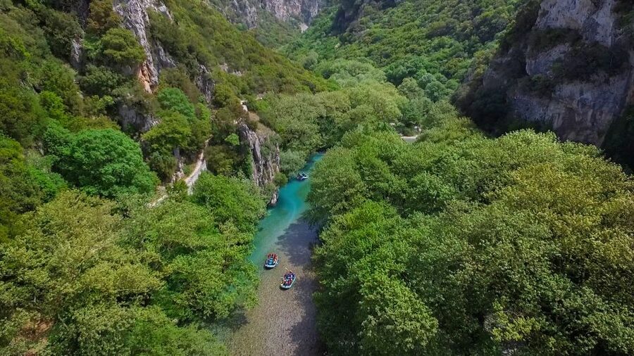 Epirus: Easy Rafting Experience on the Voidomatis River - Paddling under Klidonia’s stone bridge: the finale with artificial waterfalls