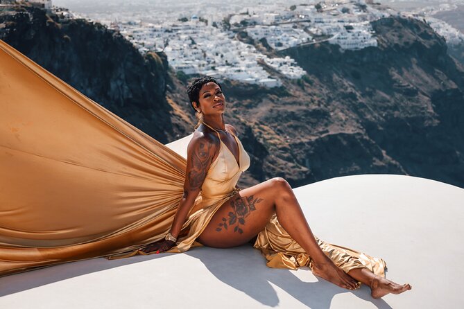 Exclusive Santorini Flying Dress Photoshoot with Pickup - Stop 2 at Imerovigli: studio time and comfort upgrades