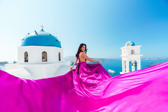 Exclusive Santorini Flying Dress Photoshoot with Pickup - Photos delivered, editing style, and how to manage expectations