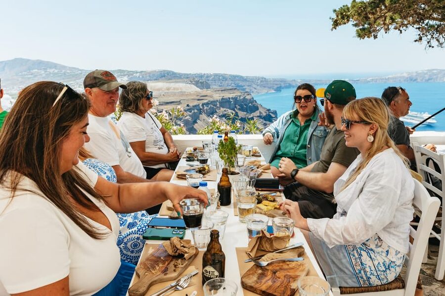 Fira: Guided Foodie Walking Tour with Tastings - Along the Caldera Edge, Volcano Views, and the Souvlaki and Olive Oil Stops