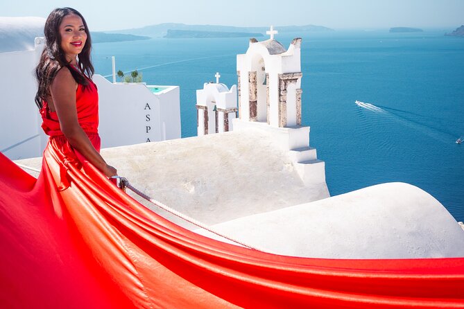 Flying Dress Santorini Photoshoot - Why a Flying Dress Photoshoot Feels Different in Oia