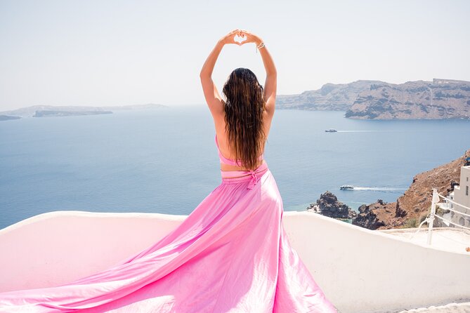 Flying Dress Santorini Photoshoot - The 1 hour flow: Oia marble streets to blue domes views