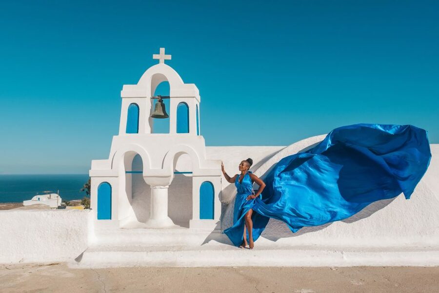 Flying Dress Santorini Photoshoot - Dress tent, changing comfort, and what to wear