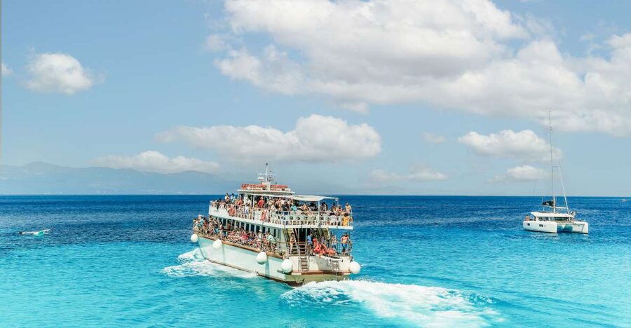 From Corfu Island: Antipaxos & Paxos Blue Caves Boat Cruise - The full route from Corfu south to Lakka and back
