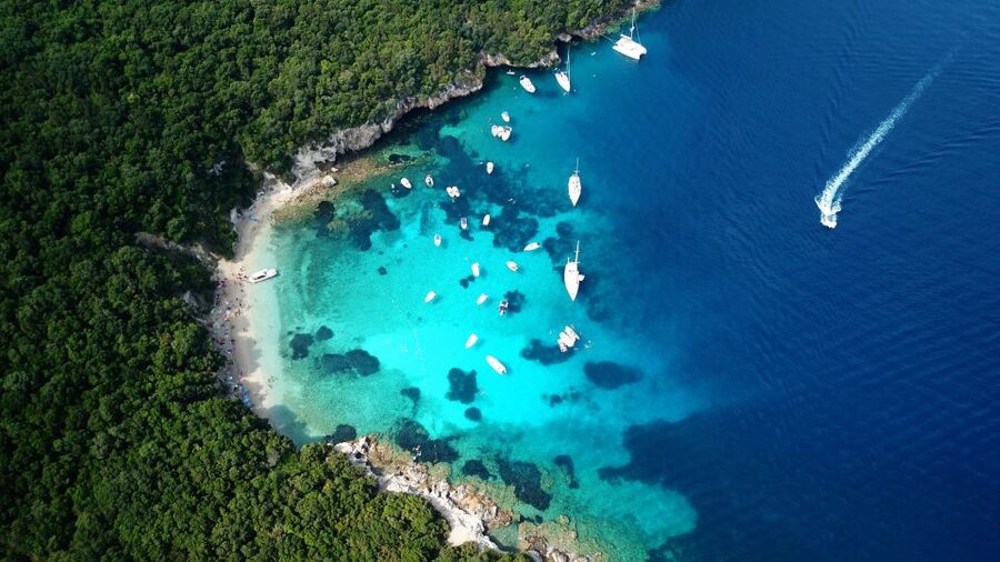 From Lefkimmi: Syvota, Blue Lagoon and Cave Sunset Cruise - Sivota Cave by boat: the photo stop that surprises people