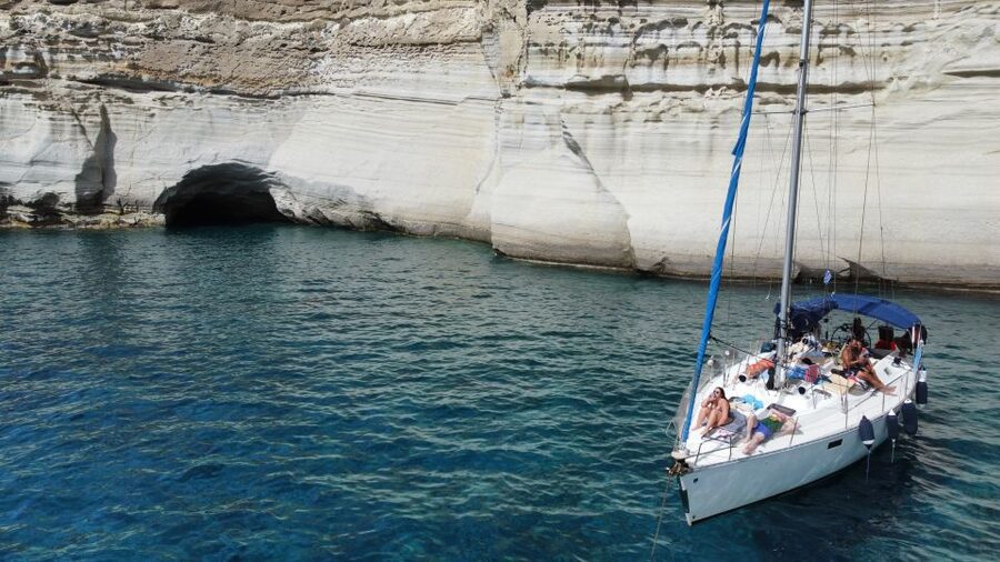 From Milos: Guided Day Cruise to Kleftiko With Lunch - Getting on Board: Mentor Coffee to La Pomme Bleue