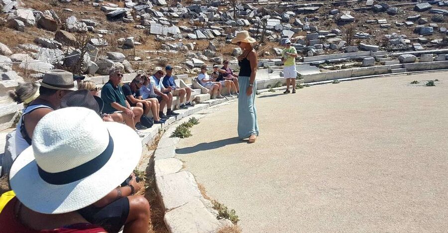 From Mykonos: Ancient Delos Tour - The guided walk: Agora, Sacred Way, and the Apollo core