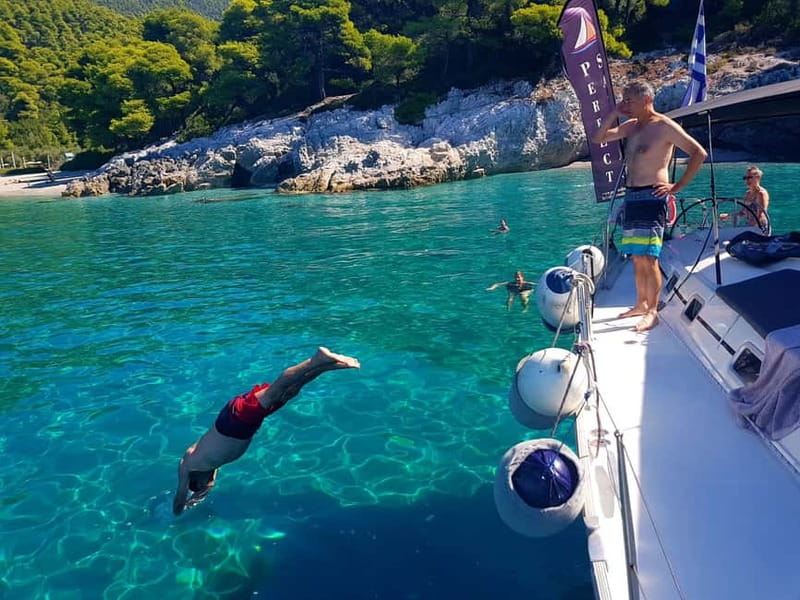 From Skiathos Marina: Yacht Sailing Day Trip with Lunch - The gear situation: snorkeling, SUP, towels, and even fishing time
