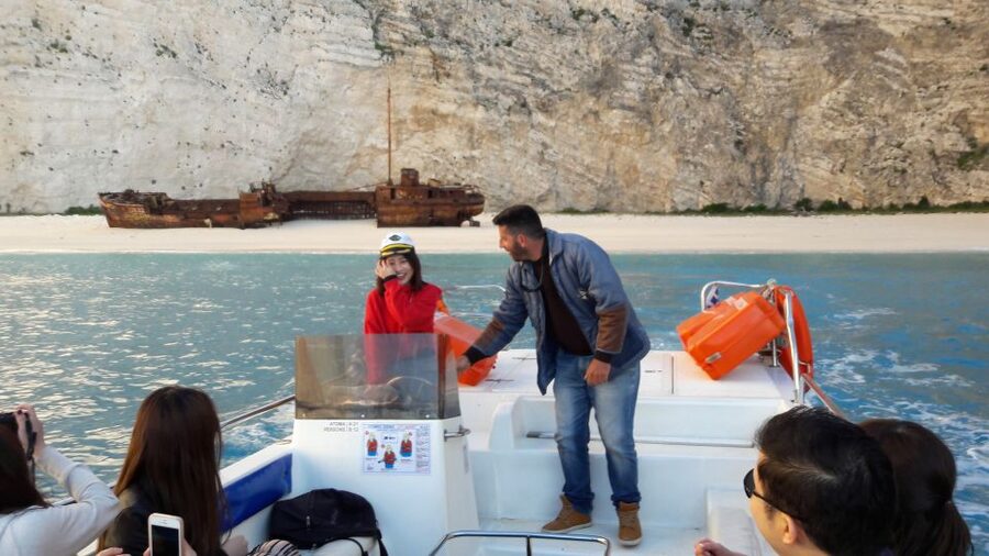 From St.Nikolaos: Boat Cruise to Navagio Beach & Blue Caves - Meeting at Orizodes Restaurant, then heading out from St. Nikolaos