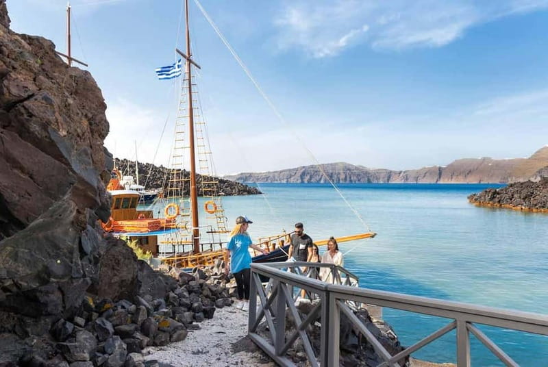 From Thera: Thirasia Cruise w/ Volcano Hike and Hot Springs - What’s included in this $58 price, and where the extras show up