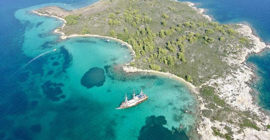 Halkidiki: Blue Lagoon Cruise on a Pirate's Boat - Pirate-Boat Energy from Ormos Panagias Port (MENIA MARIA III)