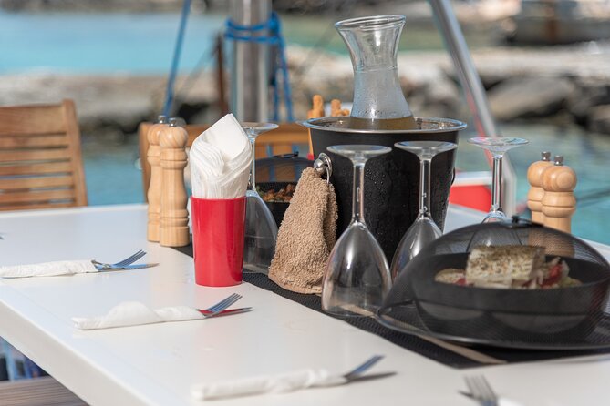 Hersonissos: Luxury Sunset Catamaran Cruise Sushi & Open Bar - Welcome Prosecco, sushi rolls, and the open bar you actually use
