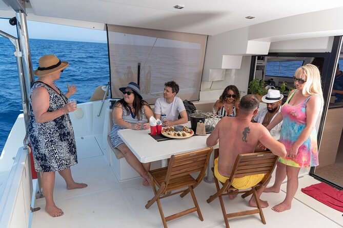 Hersonissos: Luxury Sunset Catamaran Cruise Sushi & Open Bar - Water time that is included: SUP, snorkeling gear, noodles, and gentle fishing