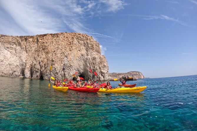 Kayaking Tour to the secrets of Milos - Gerakas Beach by Sea: Sand Falls, White Volcanic Rocks, and Hot Springs
