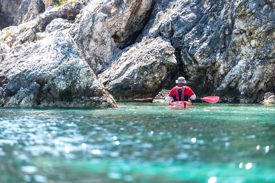 Lefkada: Blue Cave Kayak Tour with a Taste of Greece - Fitness, timing, and what wind changes on this route