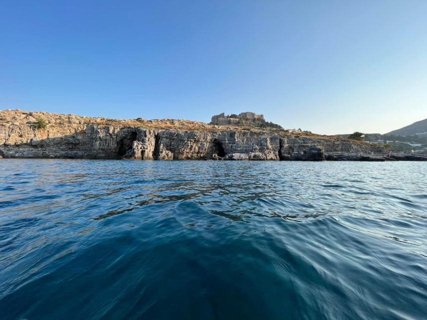 Lindos,Pefkos: All inclusive Swim & Snorkel Boat Cruise - Navarone Bay Swim Break: Cliff Views and Watermelon Drinks