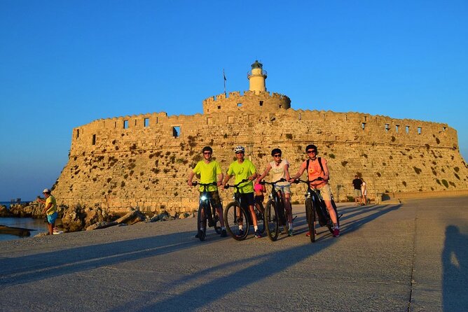 Mediaeval Rhodes E-bike Highlights Photo Tour Morning/Sunset - Mandraki Harbour: Colossus echoes, deer statues, windmills, and Saint Nicholas