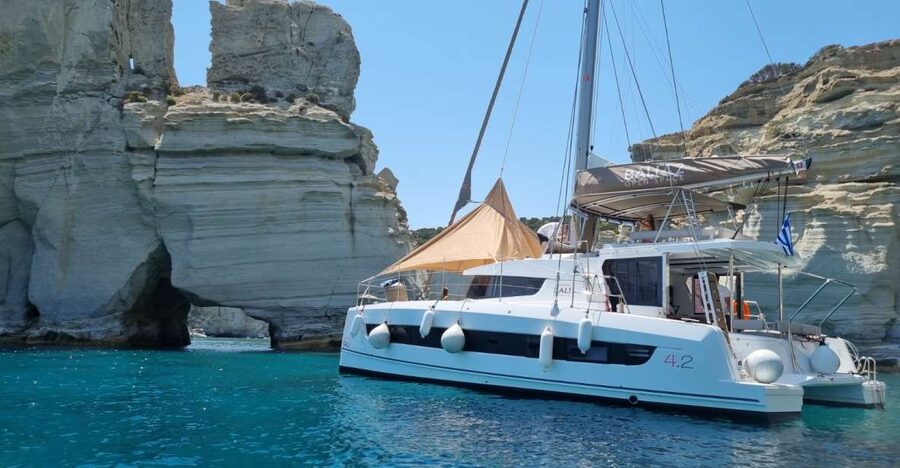 Milos: Full-Day Catamaran Cruise with Food and Open Bar - Getting Onboard: The Starting Point in Adamantas