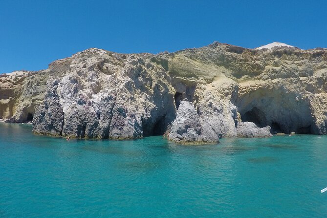 Milos: Half-Day Speedboat Cruise to Kleftiko with snorkeling tour - Food, drinks, and the included drone and GoPro content package
