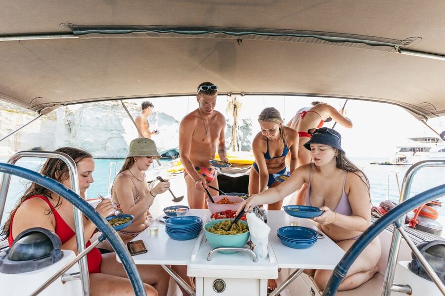 Milos: Kleftiko Cruise with Meal, Drinks and Photos at Sykia - The first photo stops: Akra Vani, Cave Vani, and the Bear Rocks