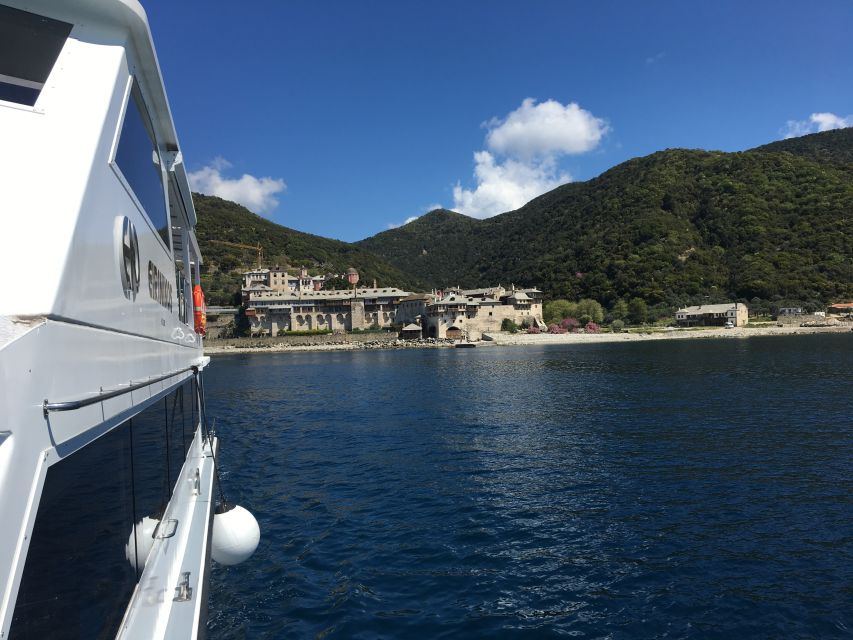 Mount Athos Glassbottom Cruise with Ammouliani Island visit - How the 5-hour outing works, Ouranoupoli port to Ammouliani and back