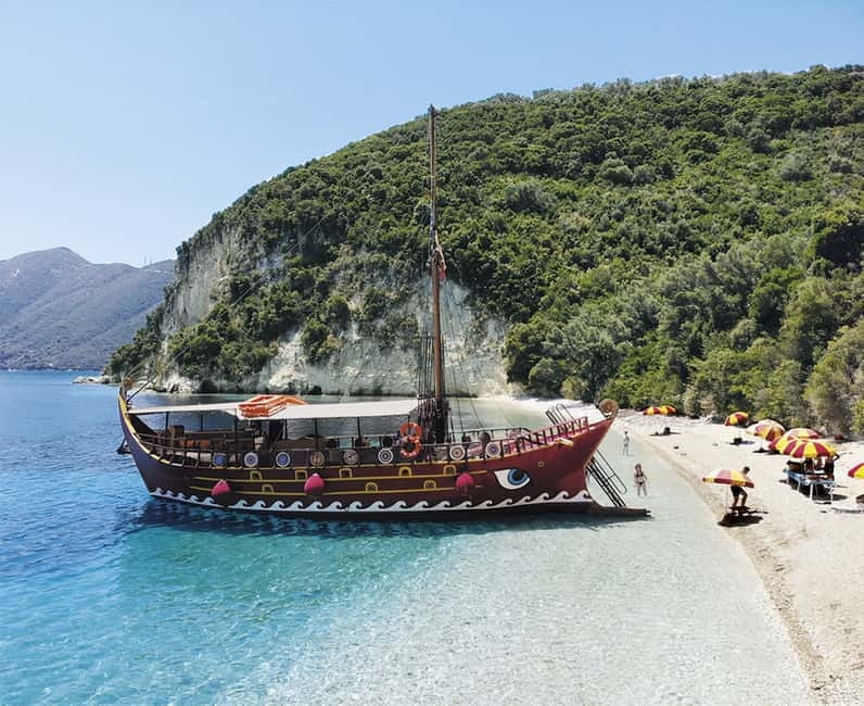 Nydri: Sailing Through History. Daily Cruise with Beach BBQ - From Nydri on a replica warship, with real sailing moments