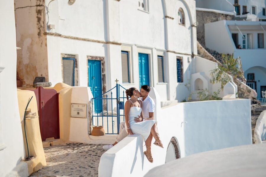 Oia: Couple photoshoot with 30 edited Photos - Oia Photos That Look Like You Hired a Pro (Because You Did)