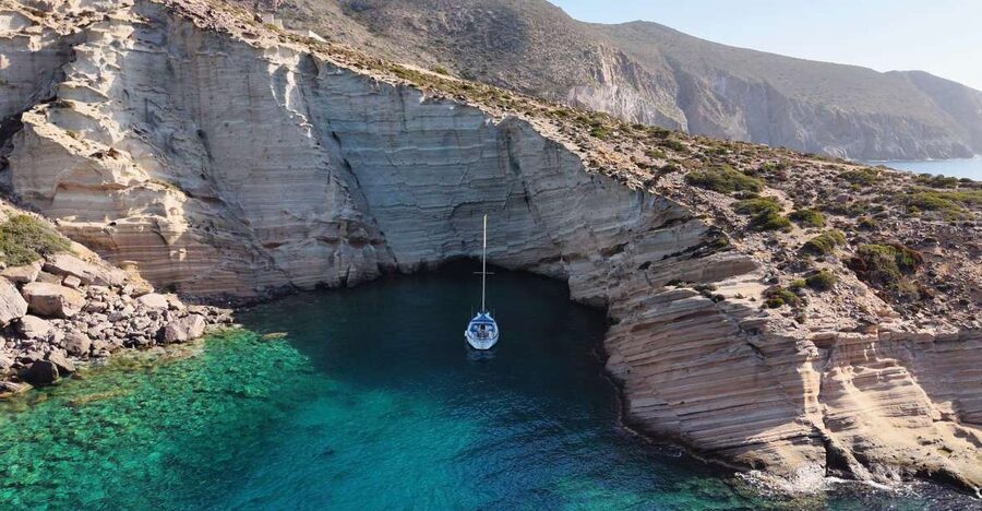 Paros Antiparos: Full-Day Boat Tour with Lunch & Drinks - Mastichari Cave and Epitaphios Cave, where the coast turns dramatic