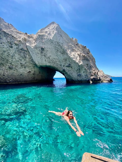 Pounta: Blue Lagoon Boat Tour - Stop 1: San Nikolas Island, your first swim with sea views