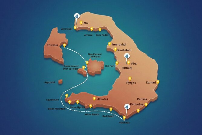 Premium Small-Group Catamaran Cruise with BBQ, Open Bar, Transfer - Cruising past Thirasia and into caldera views you cannot replicate from land