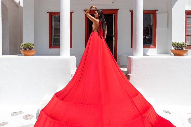 Private Flying Dress Photoshoot in Mikonos - Dresses, Accessories, and the Assistant Who Makes the Dress Fly