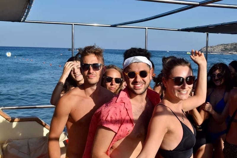 Rhodes: Boat Party Cruise with Live DJ - Anthony Quinn Bay: 30 Minutes to Swim, Then the Champagne Splash Game