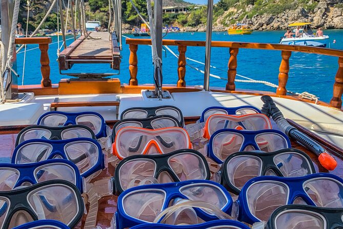 Rhodes Day Cruise (with lunch & unlimited drinks) 5,5 Hours - Stop 2, Anthony Quinn Bay: snorkeling gear, clear water, and famous vibes