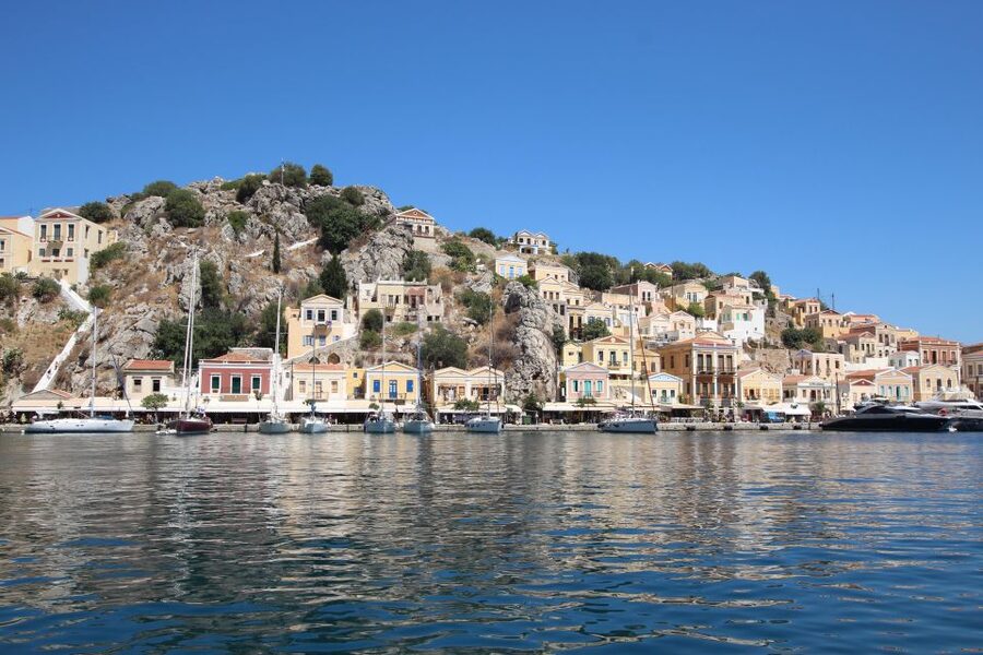 Rhodes: Day Trip to Symi Island by Fast Boat - Arrival at Symi: Gialos Harbor and the First 10 Minutes