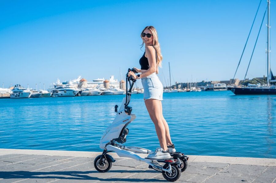 Rhodes: Explore the New and Medieval City on Trikkes - Getting Started at Super Market Golden Corner (Then Learning the Trikke)