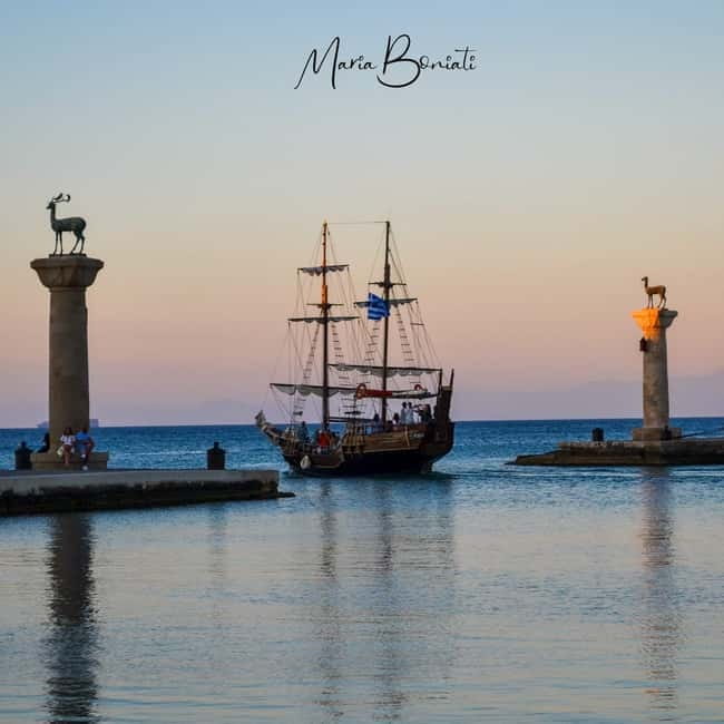 Rhodes: Sunset Cruise 1 hour on an 18th-Century Boat - Elli Beach from the water: the shoreline angle you cannot get on foot