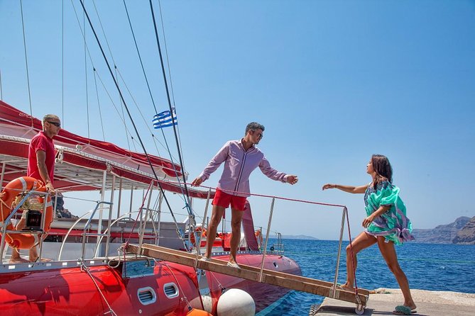 Sailing Catamaran Cruise in Santorini with BBQ, Drinks and Transfer - Drinks and lunch value: what $95.53 gets you