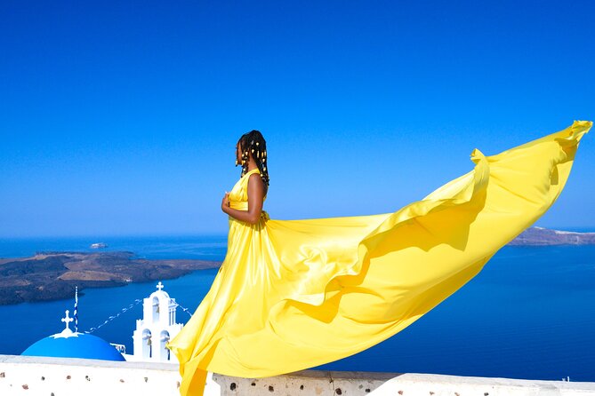 Santorini 2h Private Flying Dress Photoshoot with Transportation - Imerovigli: where the dress shots tend to look most natural