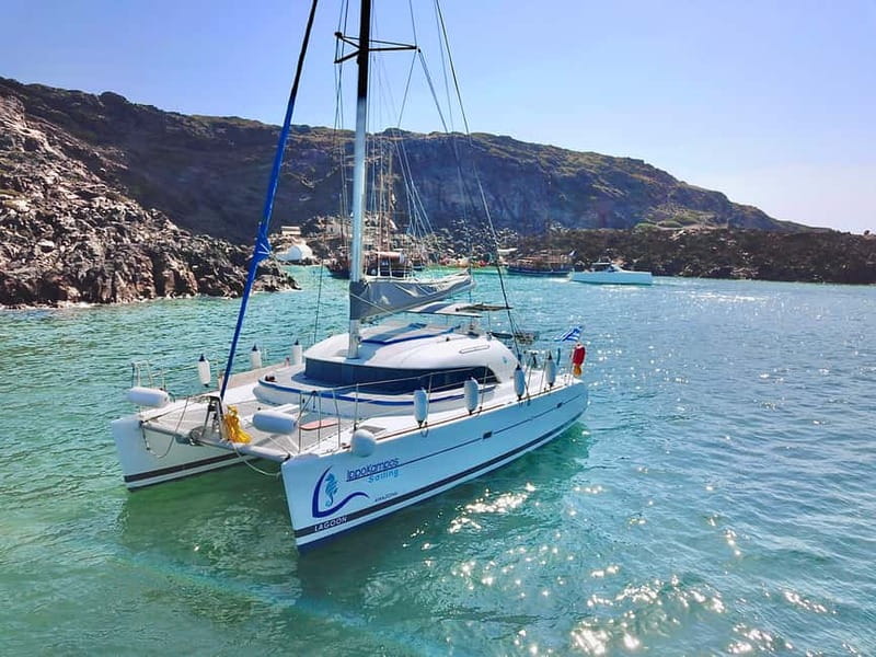 Santorini: Catamaran Cruise with Food and Drinks - Hot Springs at Palea Kameni, Warm Water With Clear Rules