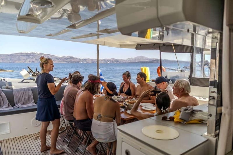Santorini: Catamaran Cruise with Fresh Meal & Open Bar - Volcanic hot springs: what the geothermal swim is really like