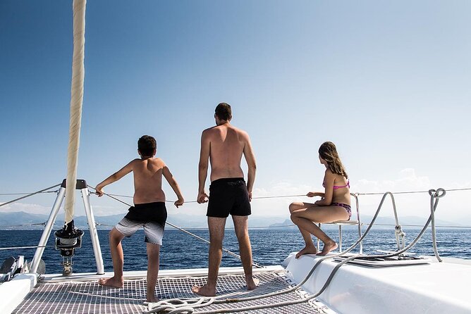 Santorini Catamaran Cruise: with Lunch, BBQ, Open Bar, Transfers - Caldera views on the way back: the fun part is the return trip
