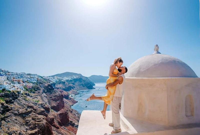 Santorini: Oia Private Couple Photoshoot with 35 Photos - Blue Domes priority access, and why it changes your photo time